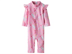 Name It swimsuit pink frosting with seahorses UPF 50+  
